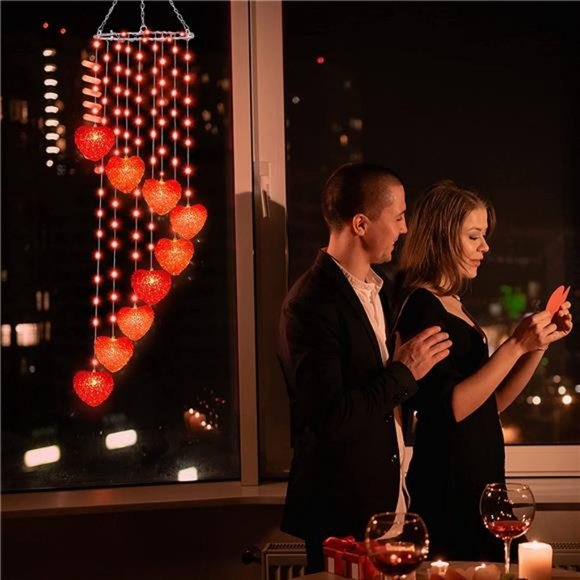 Valentines Day Lights Decorations, 38IN 118LED Lighted Wind Chime - Picture 2 of 6